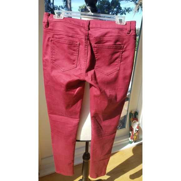 Tinsel Town Denim Couture Pants Teens Sz 5 Red Berry Jeans Skinny Tapered Cotton - Picture 14 of 14